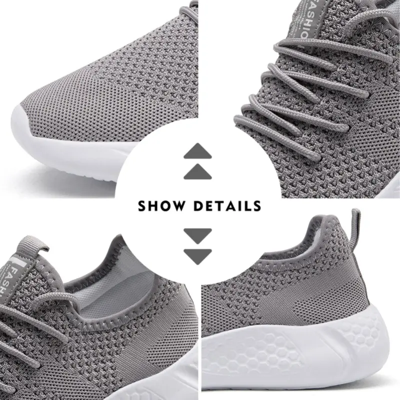Women's and Men's Fashion Sneakers Lightweight Running Shoes Breathable Mesh Casual Sports Shoes Lace Up Design Big Sizes 36-50