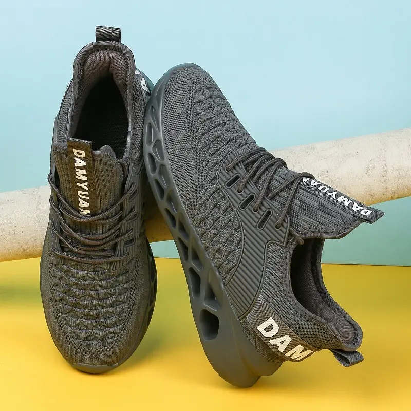 Premium Men's Knitted Casual Sneakers Lightweight Running Shoes Non-Slip Rubber Sole for All-Day Comfort and Jogging Walking
