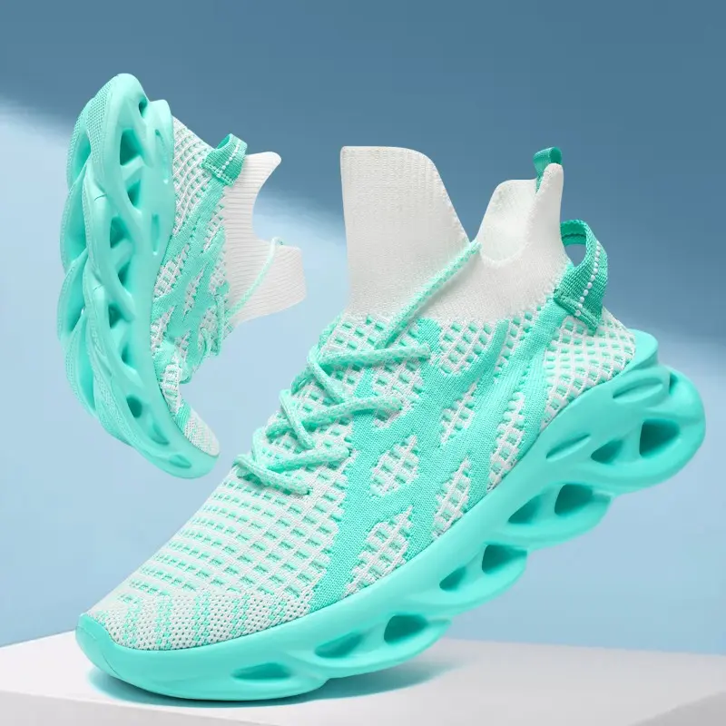 Men's Summer Running Shoes Breathable Lace-Up Sneakers Rubber Sole Lightweight Comfortable Walking Shoes for Outdoor Sports