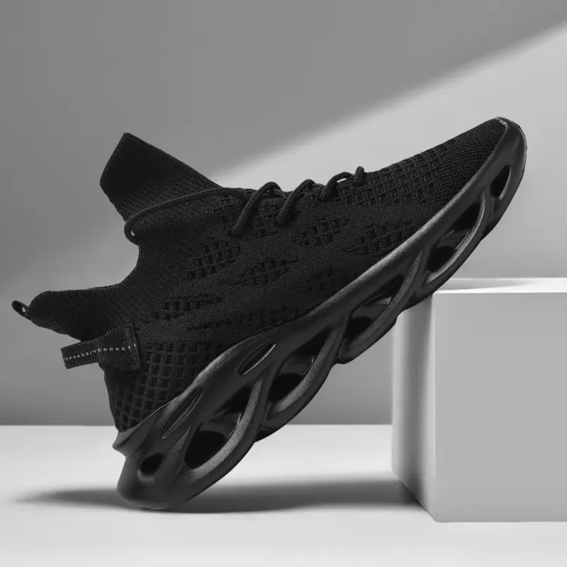 Men's Summer Running Shoes Breathable Lace-Up Sneakers Rubber Sole Lightweight Comfortable Walking Shoes for Outdoor Sports