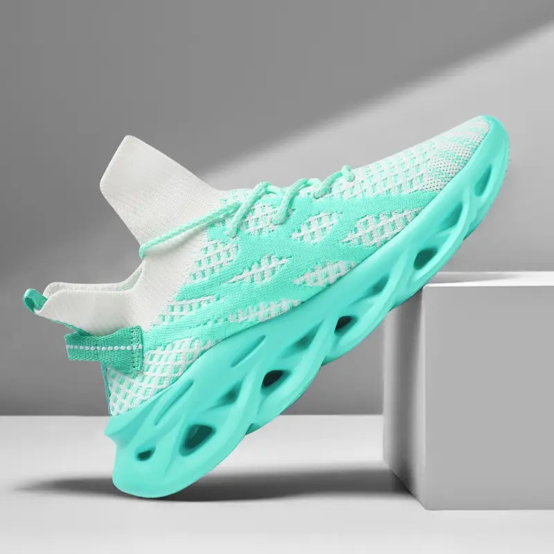 Men's Summer Running Shoes Breathable Lace-Up Sneakers Rubber Sole Lightweight Comfortable Walking Shoes for Outdoor Sports