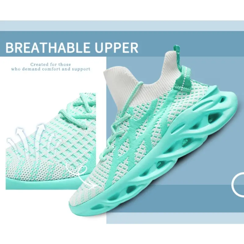 Men's Summer Running Shoes Breathable Lace-Up Sneakers Rubber Sole Lightweight Comfortable Walking Shoes for Outdoor Sports