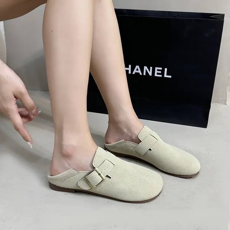 Women Suede Clogs Slippers Cork Suede Clogs Slippers Classic Men Mules Outdoor Cork Antiskid Slippers with Arch Support