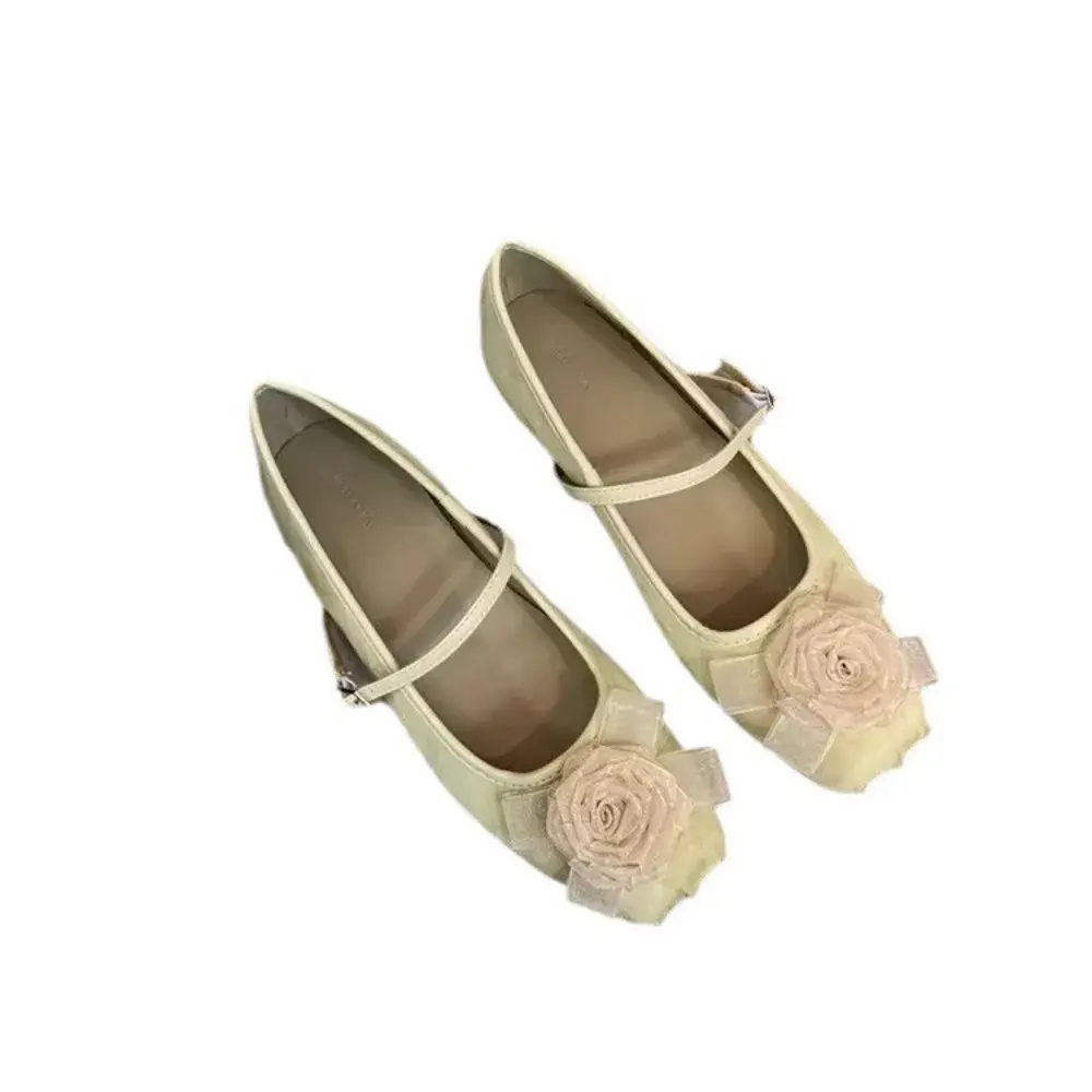 Women Designer Mary Jane Shoes Female 2024 New Fashion Flower Shallow Slip on Ladies Outdoor Elegant Round Toe Flat Ballet Shoes