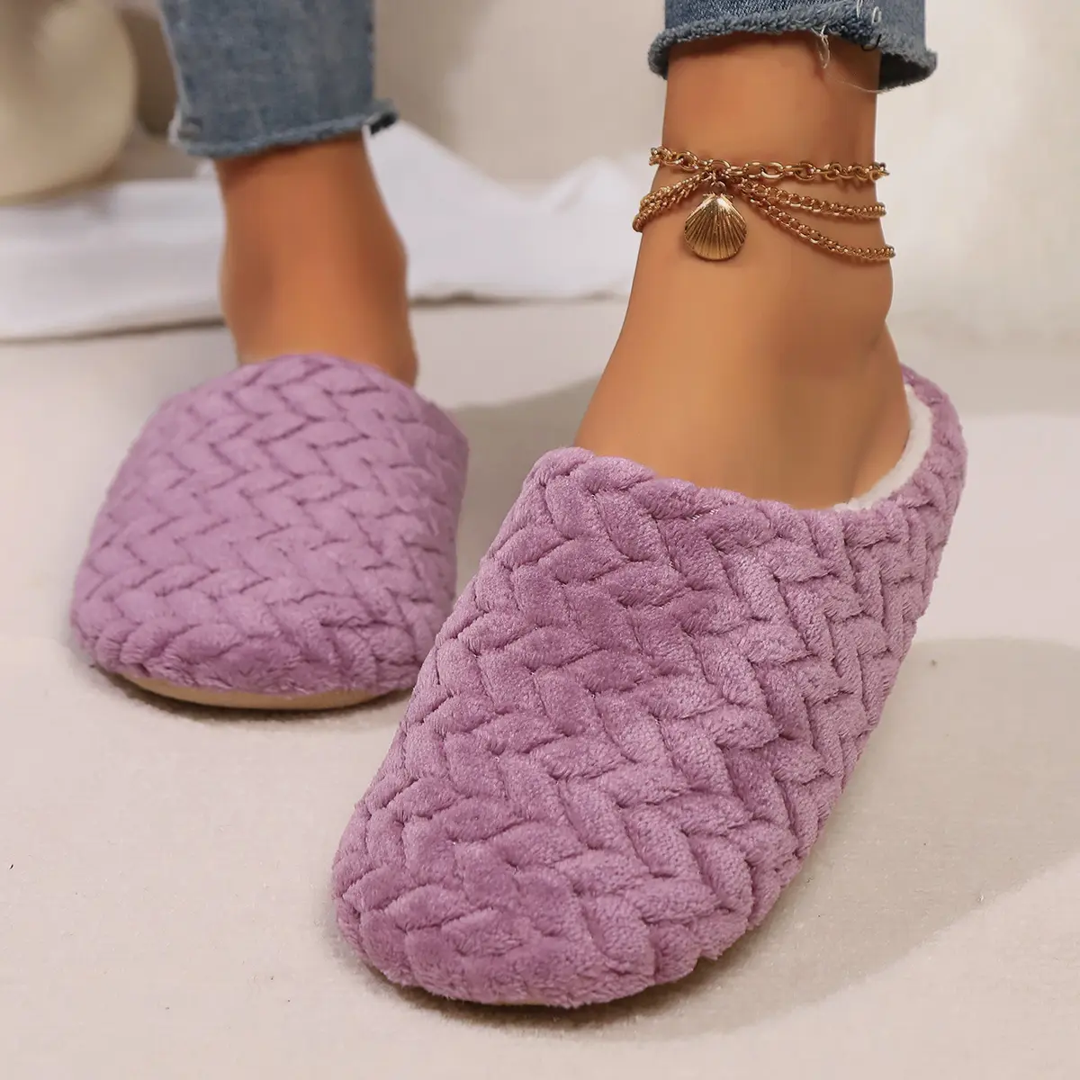 Women Winter Home Fur Slippers Cartoon Cat Non-Slip Soft Warm House Indoor Bedroom Men Couples Boys Girl Memory Foam Floor Shoes