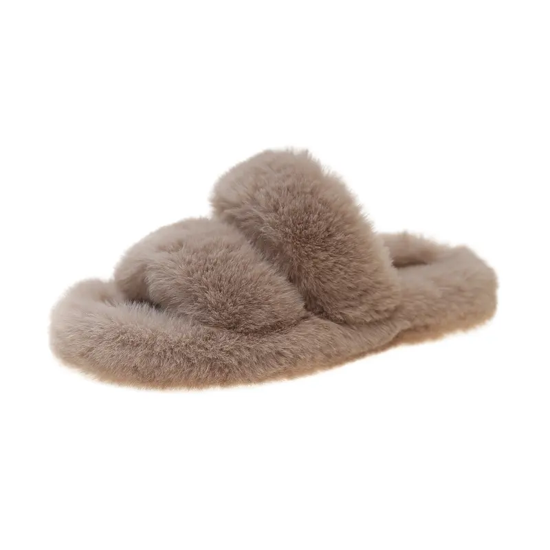 Winter Fluffy Slippers Women 2024 New House Home Fur Slippers for Women Flat Platform Cozy Fuzzy Indoor Shoes Korean Slides
