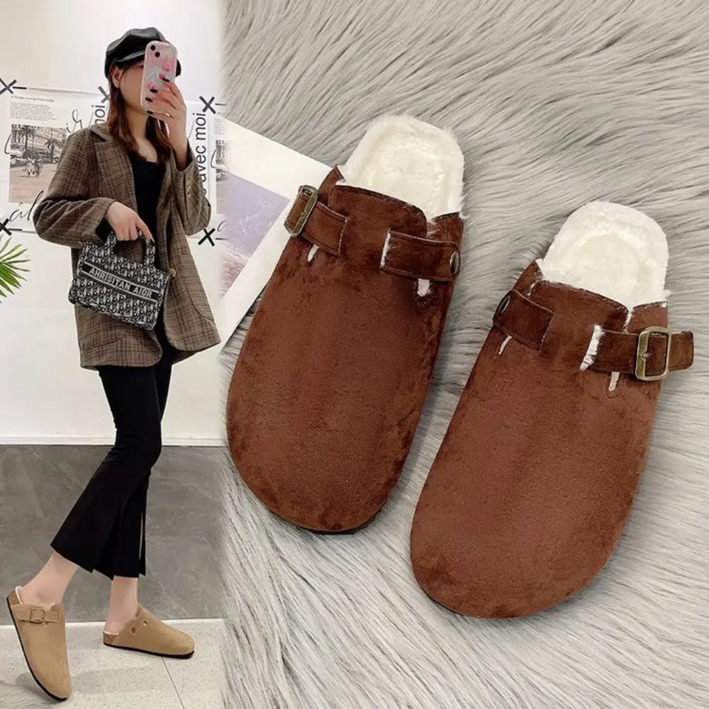 New Fashion Fluffy Platform Slippers for Women 2024 Winter Plush Warm Cotton Shoes Woman Comfort Non Slip Unisex Home Slippers