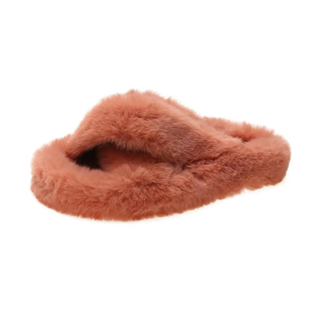 Fashion Cross Strap Fluffy Slippers Women 2024 Winter Warm Fur Home Slippers Woman Comfortable Soft Sole Non Slip Indoor Shoes