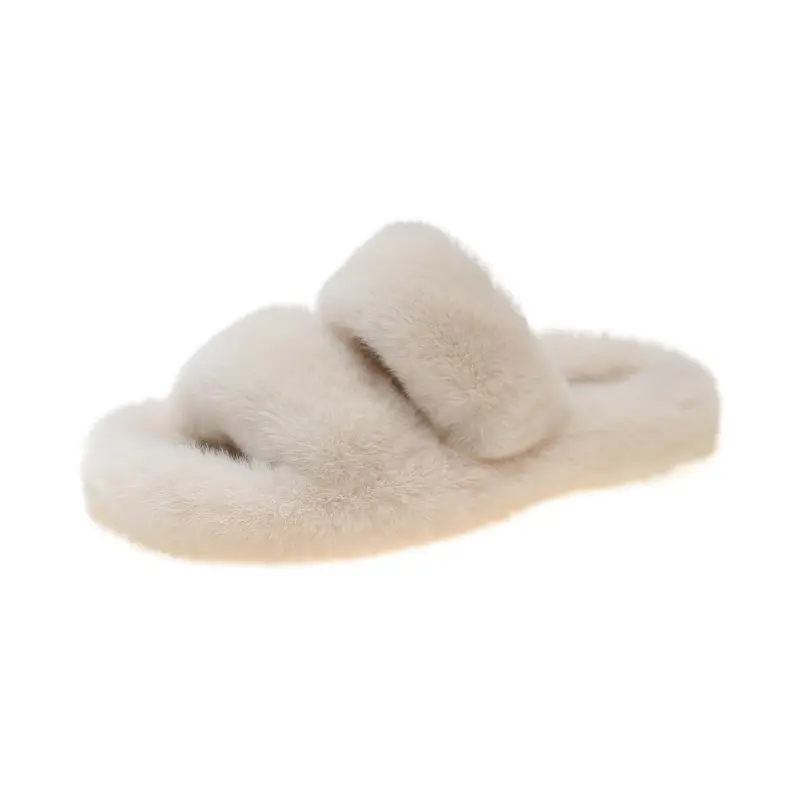 Winter Fluffy Slippers Women 2024 New House Home Fur Slippers for Women Flat Platform Cozy Fuzzy Indoor Shoes Korean Slides