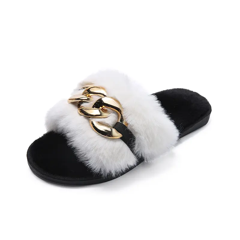 Casual Outdoor Plush Shoes Fashion Flat-bottomed Rhinestone Plush Slippers Women Size 43 Women Shoes Slippers Flat With