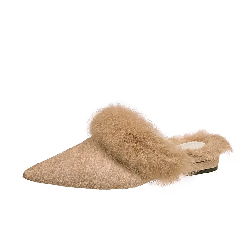 Home Furry Fur Slides Plush Slippers Fluffy Flip Flops Luxury High-heeled Shoes Women Fashion Shoe 2024 Zapato De Mujer Designer