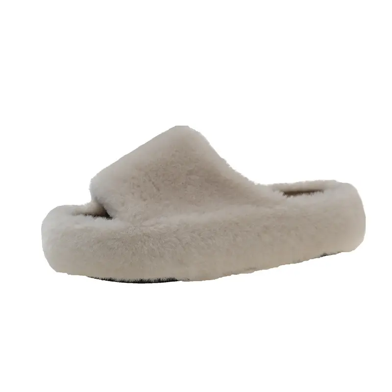 Hairy Cotton Slippers Women Autumn Winter New Warm Footwear Home Bright Diamond Slippers Fashion Outer Wear Women's Flat Shoes