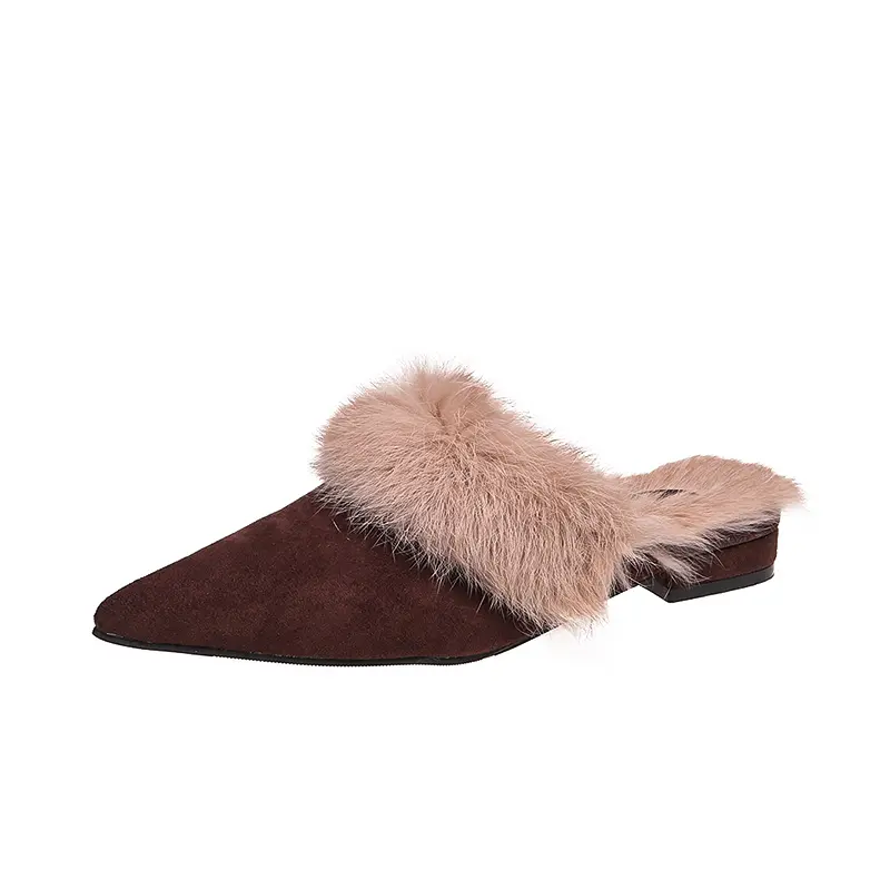 Home Furry Fur Slides Plush Slippers Fluffy Flip Flops Luxury High-heeled Shoes Women Fashion Shoe 2024 Zapato De Mujer Designer
