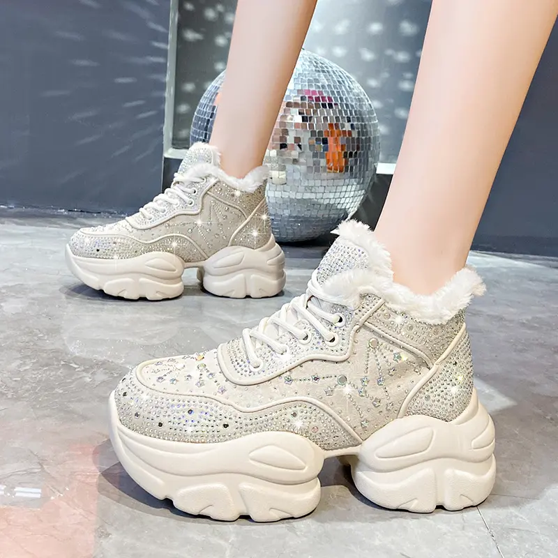 Fashion Women's Shoes New Winter Warm Women's Sneakers Diamond Luxury Designer Casual Ankle Boots Platform Shoes Zapatos Mujer
