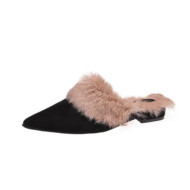 Home Furry Fur Slides Plush Slippers Fluffy Flip Flops Luxury High-heeled Shoes Women Fashion Shoe 2024 Zapato De Mujer Designer