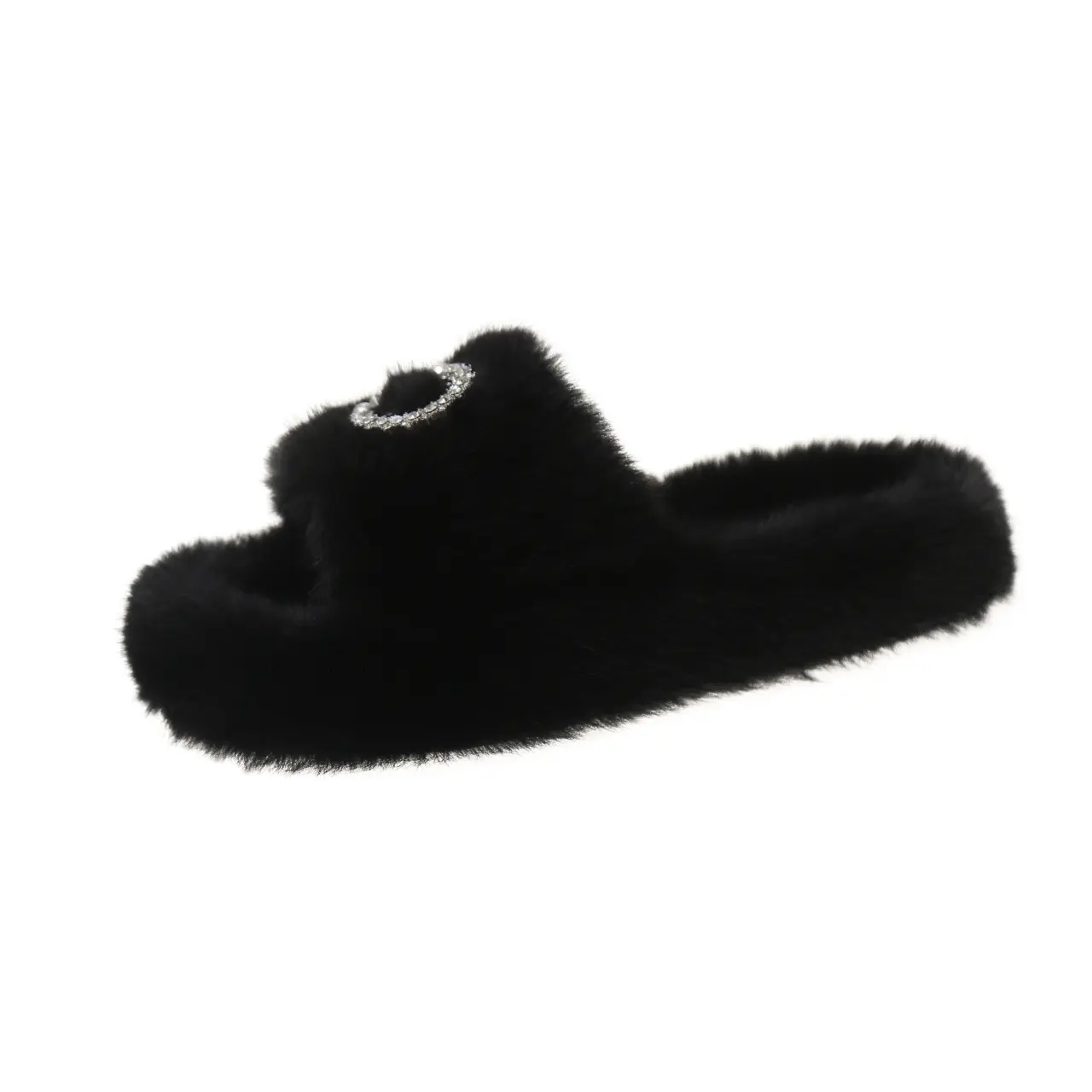 Casual Fluffy Slippers Women Home Flats Elegant Designer Shoes Girls Fashion Cotton Open Toe Platform Slipper House Large Size