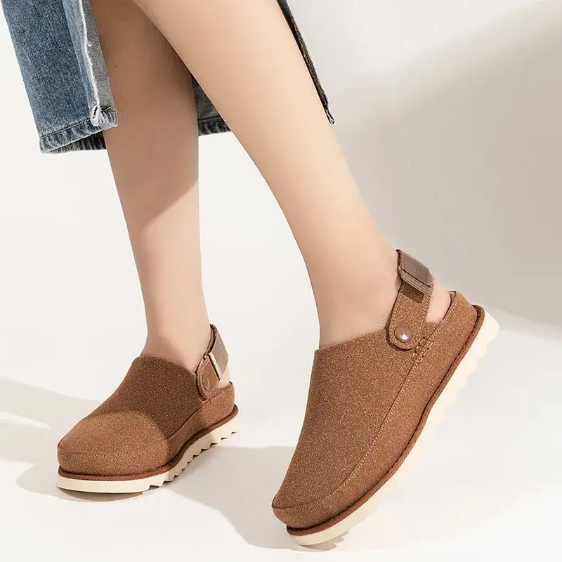 Sandals Women 2024 New Soft-soled Leather Women's Baotou Slippers Couple Fashion Breathable Casual Comfortable Half-support Shoe