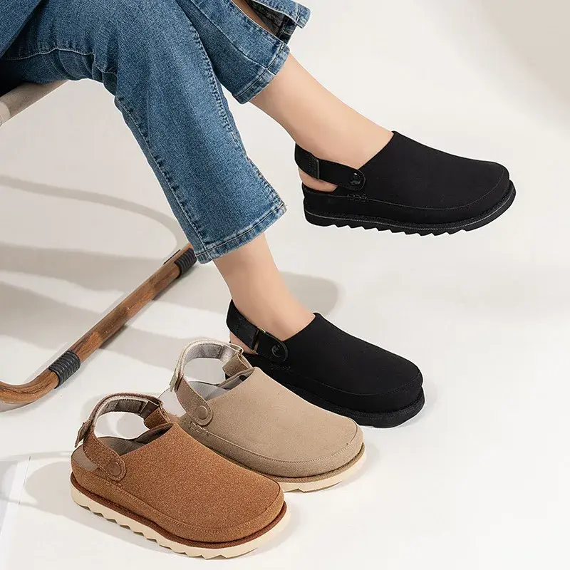 Sandals Women 2024 New Soft-soled Leather Women's Baotou Slippers Couple Fashion Breathable Casual Comfortable Half-support Shoe