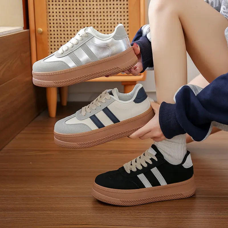 2024 New Women's Casual Sneakers Fashion Lace Up Platform Vulcanize Shoes for Women Outdoor Durable Flats Ladies Running Shoes