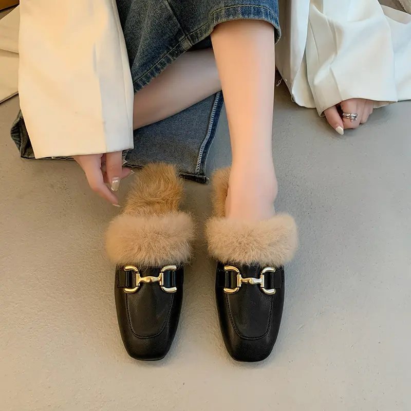 2024 New Women's Winter Warm Outdoor Shoes Plush Design British Style White Snow Boots Ladies' Casual Flats Large Size 35-40