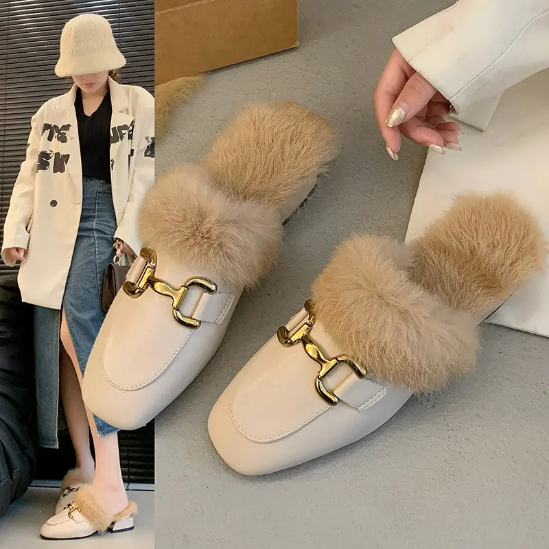 2024 New Women's Winter Warm Outdoor Shoes Plush Design British Style White Snow Boots Ladies' Casual Flats Large Size 35-40