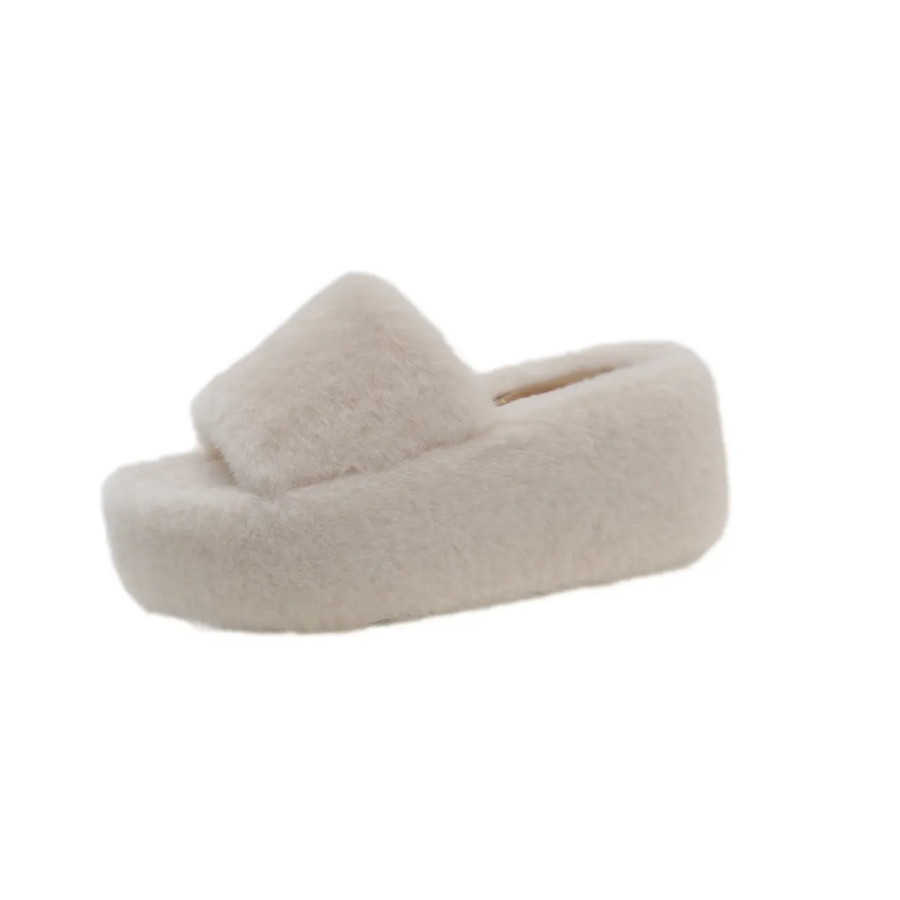8cm Height Increasing Thick Soled Woolen Slippers for Women Wearing Flat Bottomed High-heeled Slippers Outdoors in 2025