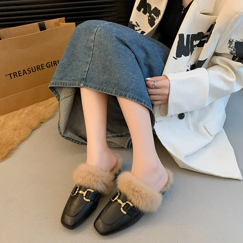 2024 New Women's Winter Warm Outdoor Shoes Plush Design British Style White Snow Boots Ladies' Casual Flats Large Size 35-40