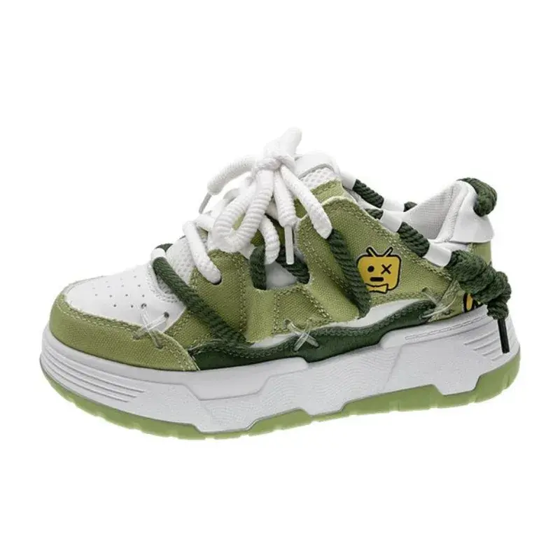 Women Shoes Chunky Sneakers Casual Fashion Comfortable Lightweight Lace Up Non-slip Flats Shoes Korean Style Sapato Feminino