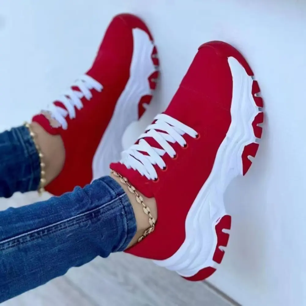 Speedy 2024 Classic White Canvas Shoes Women Sneakers Solid Lace-Up Casual Platform Shoes for Women