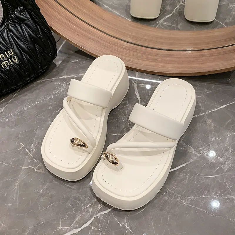 Set Toe Fashion Women's Slippers Summer New Big Toe Sequins A Simple Texture Thick Sole Women Sandals Slipper Sandalias De Mujer