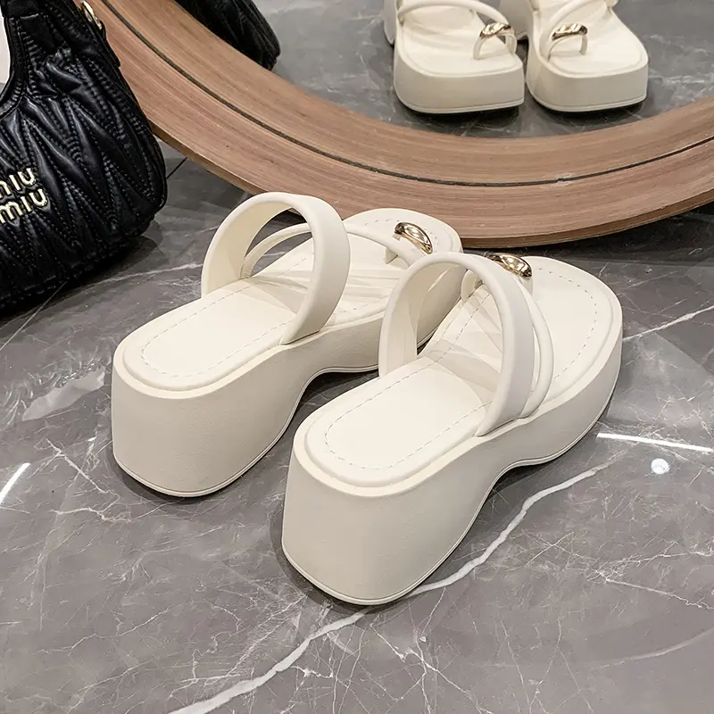 Set Toe Fashion Women's Slippers Summer New Big Toe Sequins A Simple Texture Thick Sole Women Sandals Slipper Sandalias De Mujer