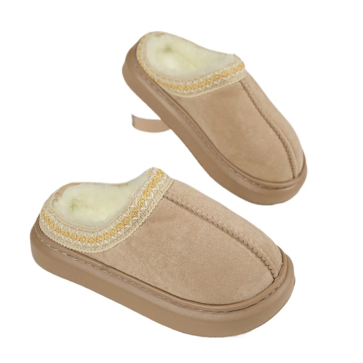 Fashion Women Fluffy Slippers for Autumn and Winter Indoor EVA Thick Sole Anti-Slip and Warm Unisex Slippers for Winter