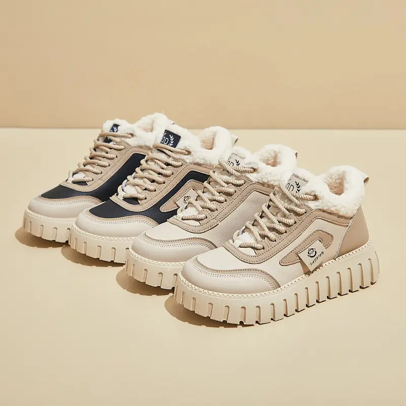 Thickened Fleece-lined Women's Winter Snow Boots Waterproof Non-slip Warm Footwear High-top Cotton Shoes Sports Board Shoes
