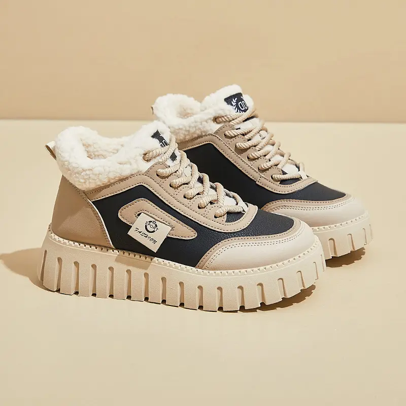 Thickened Fleece-lined Women's Winter Snow Boots Waterproof Non-slip Warm Footwear High-top Cotton Shoes Sports Board Shoes