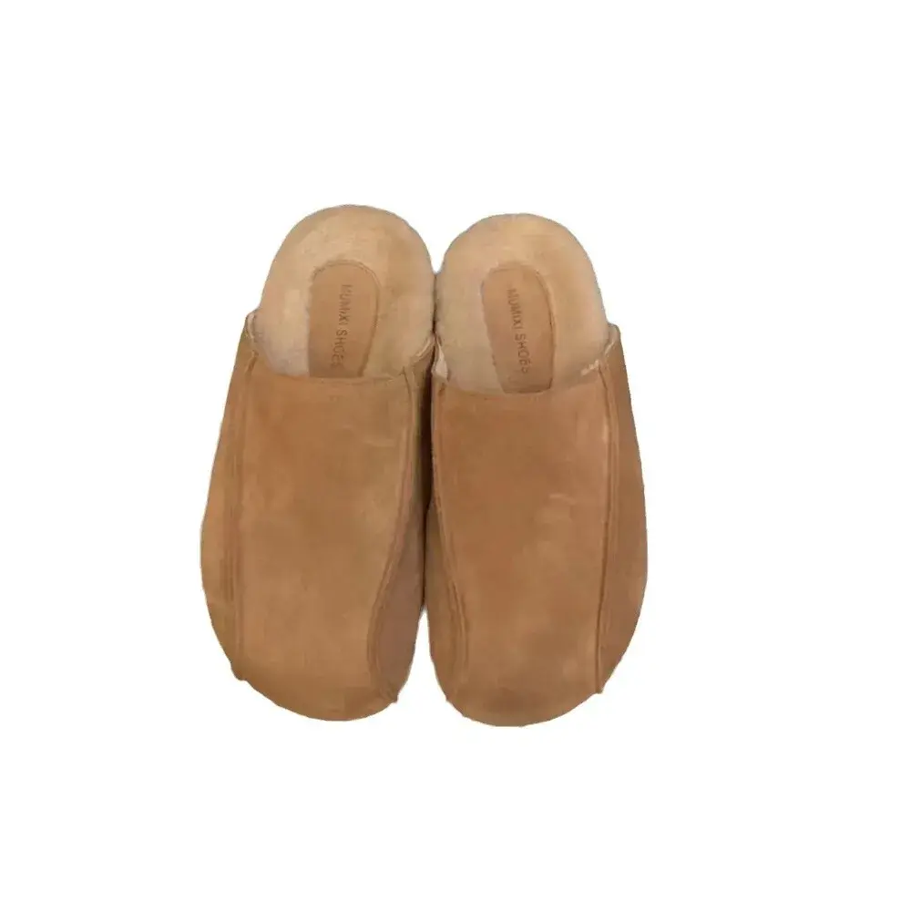Comwarm Fur Lined Clogs for Women Men Winter Fuzzy Cork Slippers Fur Cork Mules Short Plush House Cork Shoes Winter Zuecos Mujer