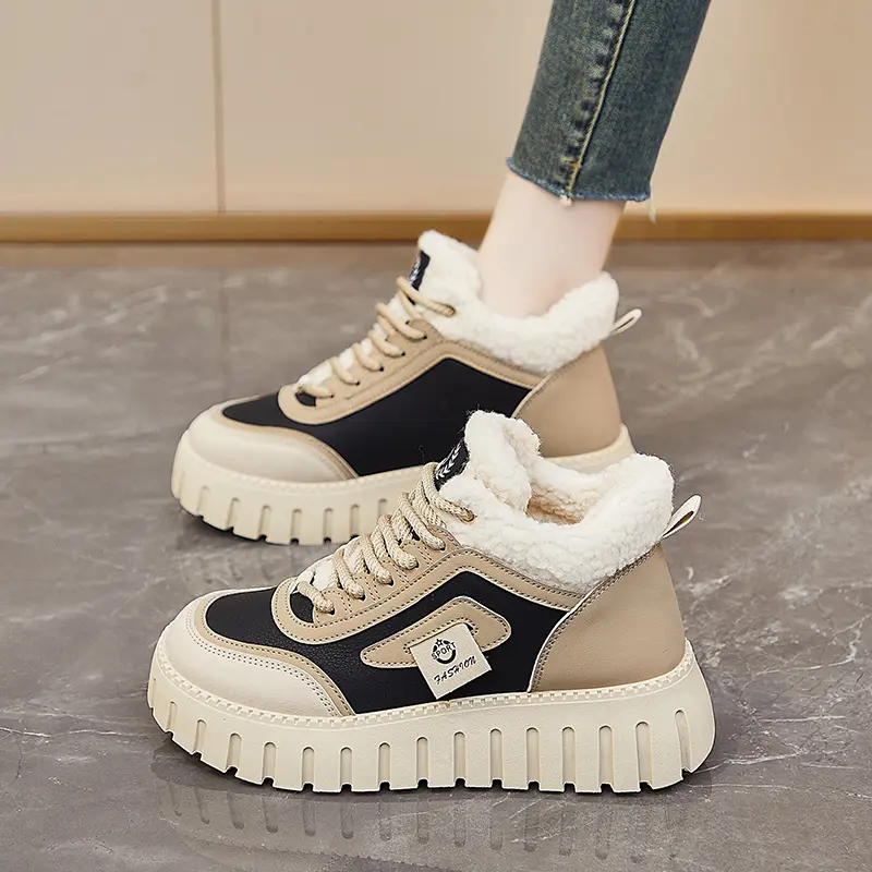 Thickened Fleece-lined Women's Winter Snow Boots Waterproof Non-slip Warm Footwear High-top Cotton Shoes Sports Board Shoes
