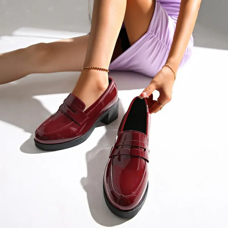 Women's Casual Loafers 2024 New PU Waterproof Thick Soled Women's Shoes Elegant Designer Office Shopping Zapatillas Mujer