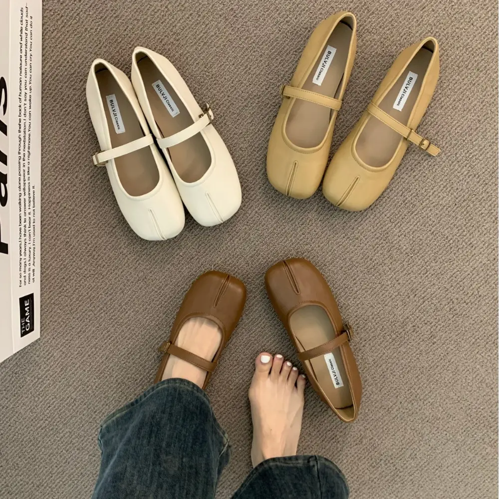 2024 Spring Women Sandals New Split Toe Mary Jane Flats Ladies Pumps Female Retro Vintage Girl Daily Novelty Solid Ninja Shoes