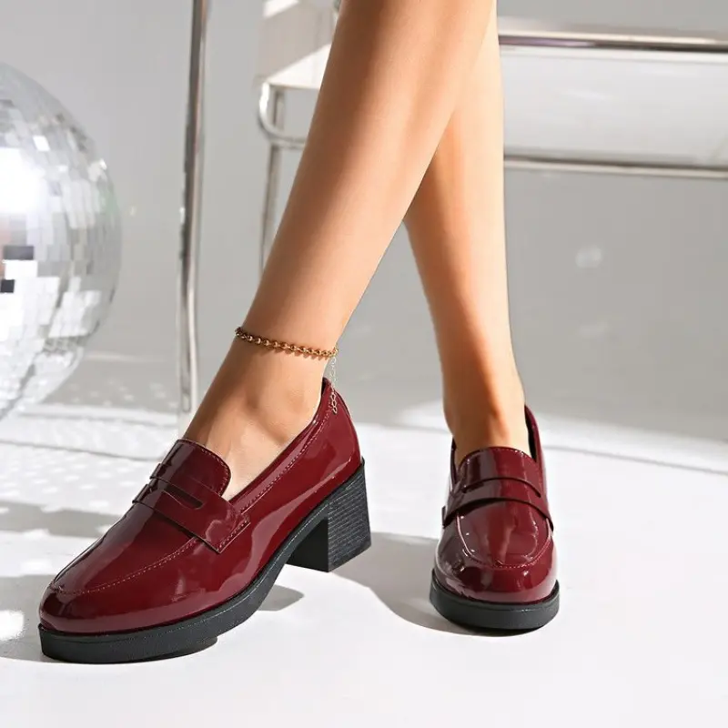 Women's Casual Loafers 2024 New PU Waterproof Thick Soled Women's Shoes Elegant Designer Office Shopping Zapatillas Mujer