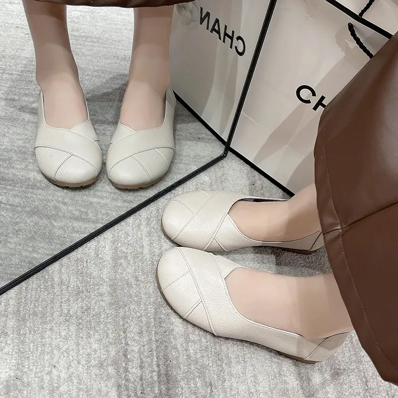 Genuine Leather Spring Autumn Handmade Flats Ballerina Shoes Women Loafers Comfortable Soft Leather Women Flats Shoes