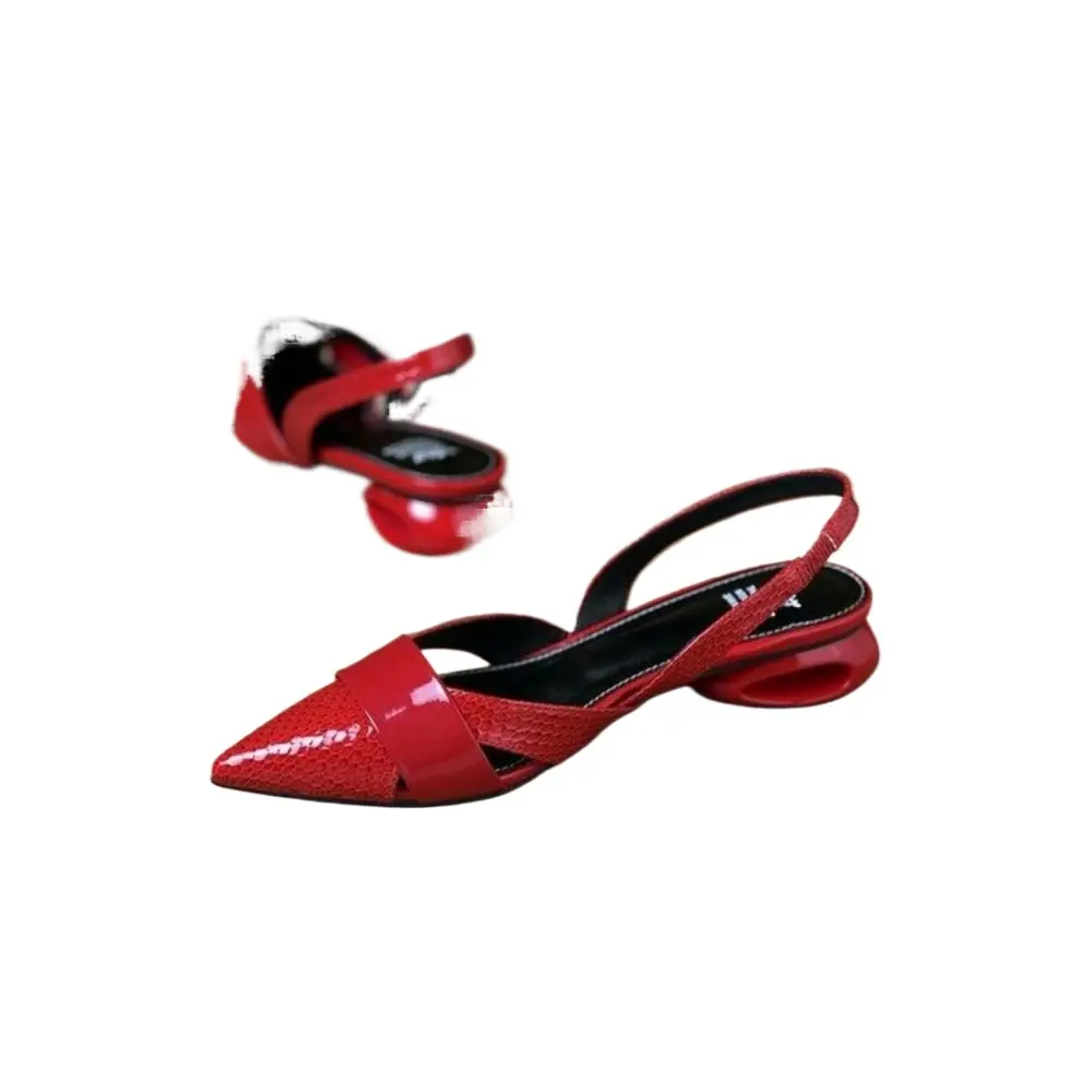Women Sexy Pointed Toe Sandals Summer New French Elegant Single Shoes Luxury Low Heeled Shoes 2024 Women Thick Heeled Sandals