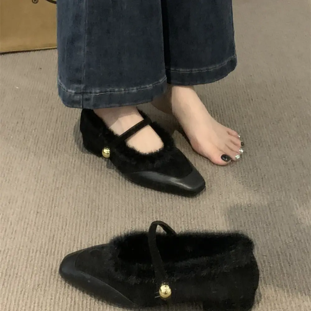 Elegant Women's Fleece-lined Vintage French Style Boots Winter Outerwear 2024 New Style Rubber Upper Summer Wear Flats