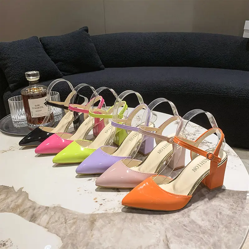 2024 Hot Sale Fashion Baotou Women Pumps Solid Color Outdoors Sexy Party Slender Heel High Heels Women's Sandals Plus Size 43