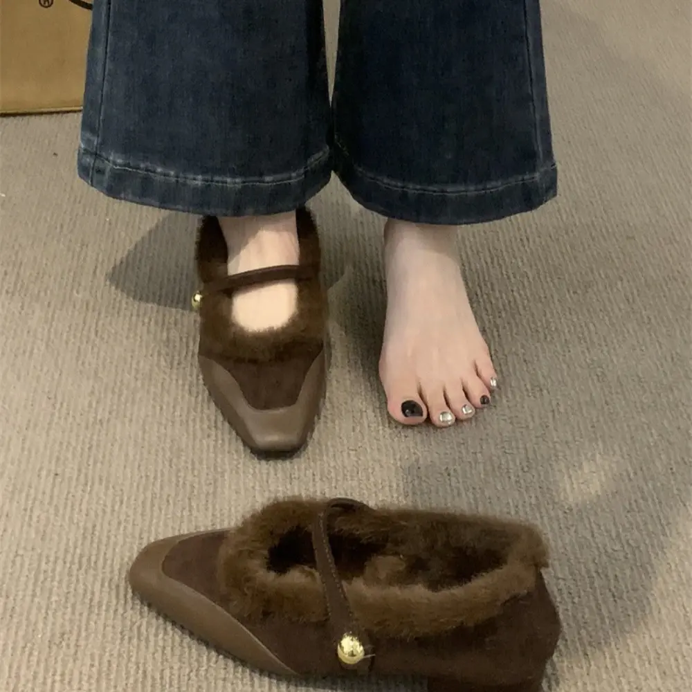 Elegant Women's Fleece-lined Vintage French Style Boots Winter Outerwear 2024 New Style Rubber Upper Summer Wear Flats