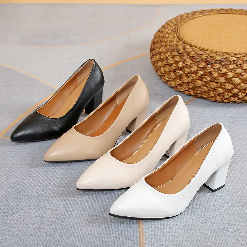 Plus Size 35-42 Basic Pumps Pointed Toe High Heels Boat Shoes for Woman Dress Shoes Shallow White Wedding Shoes Black