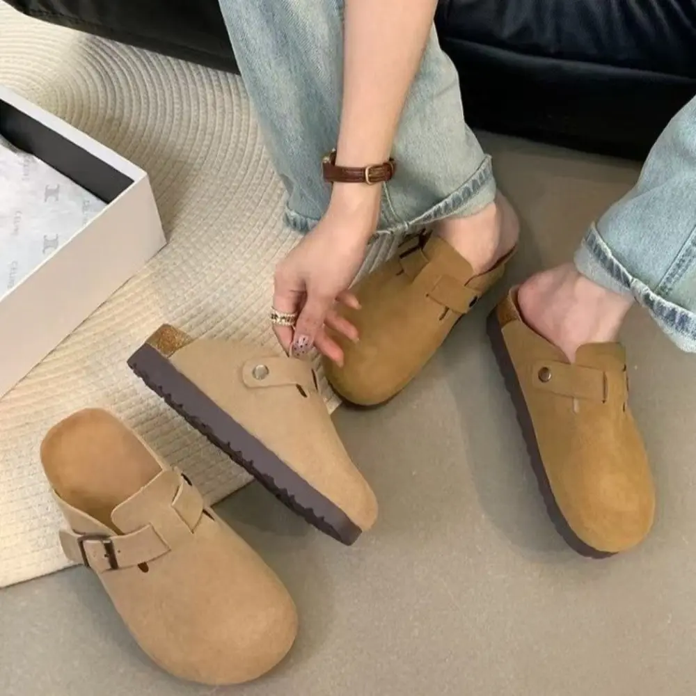 Top Quality New Leather Cork Slippers For Women And Men Fashion Summer All-Match Sandals Shoes soft-Soled Casusal Sandals