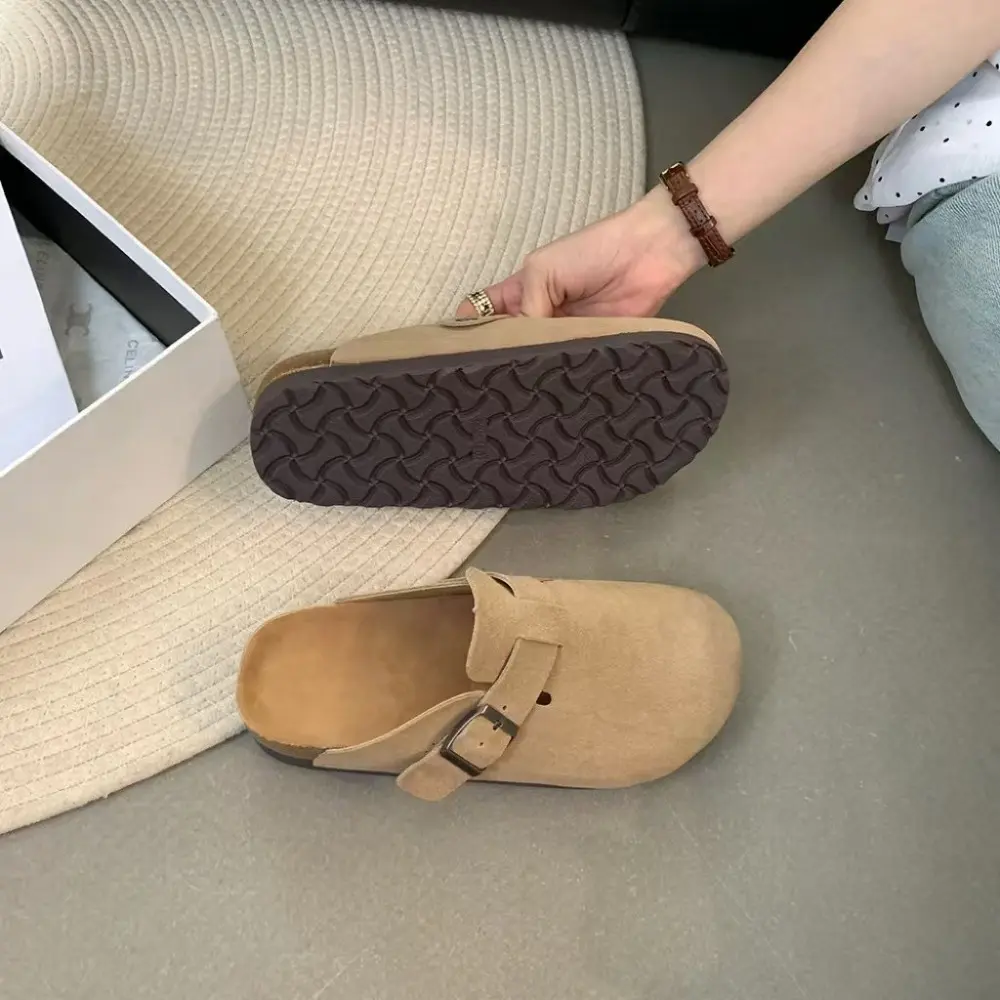 Top Quality New Leather Cork Slippers For Women And Men Fashion Summer All-Match Sandals Shoes soft-Soled Casusal Sandals