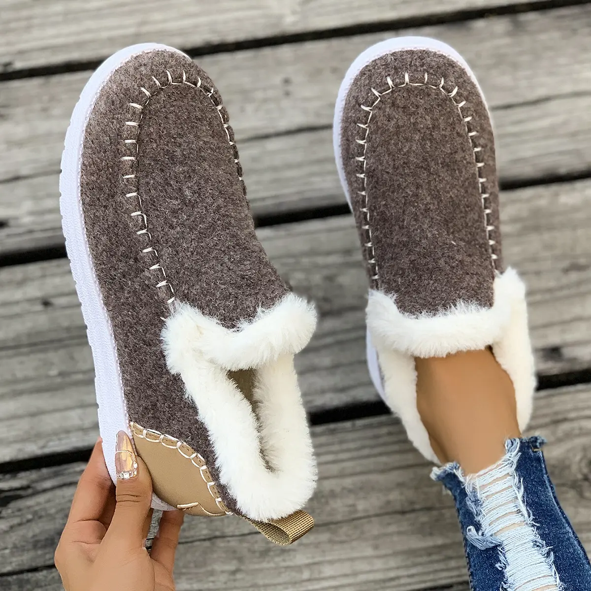 Winter Flats Women Snow Ankle Boots Short Plush Cotton Shoes Winter Designer Warm Casual Shoes 2024 Trend Walking Zapatos Ladies