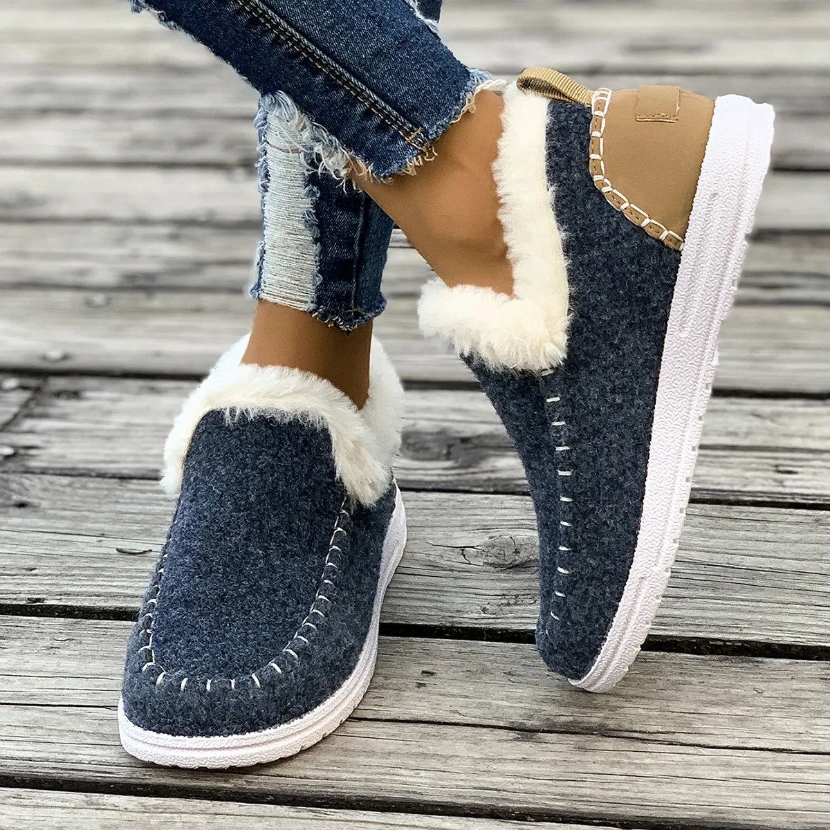 Winter Flats Women Snow Ankle Boots Short Plush Cotton Shoes Winter Designer Warm Casual Shoes 2024 Trend Walking Zapatos Ladies