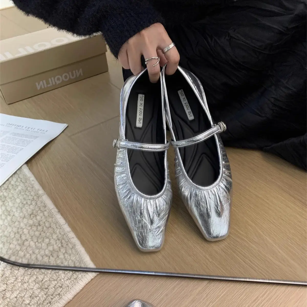 Mary Jane Shoes for Women 2024 Retro Medium Heeled Women's Single Shoes Soft and Comfortable Red Ballet Shoes Zapatos De Mujer